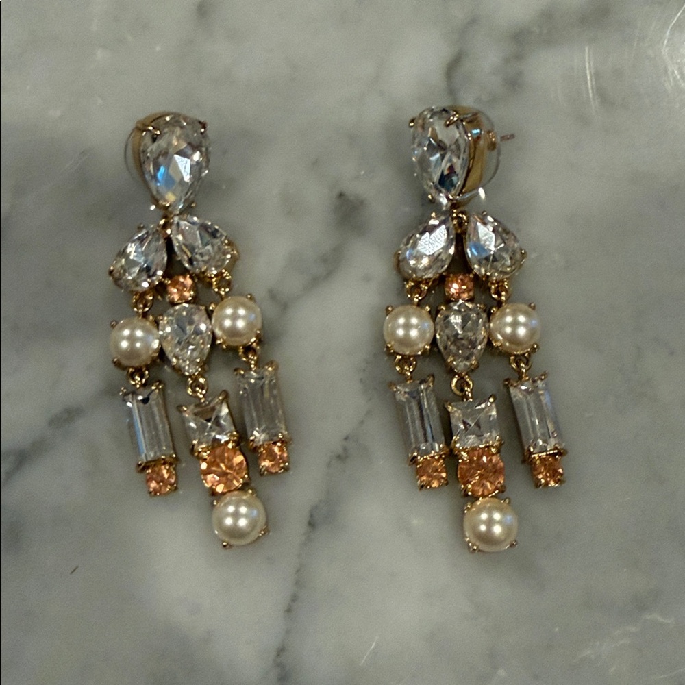 Kate Spade Elegant Gold and Pearl Drop Earrings